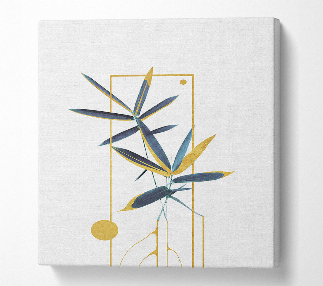  A Canvas Print of Blue Flower With Gold Canvas Print