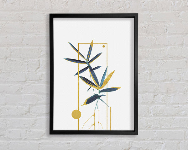 Blue Flower With Gold Framed Print
