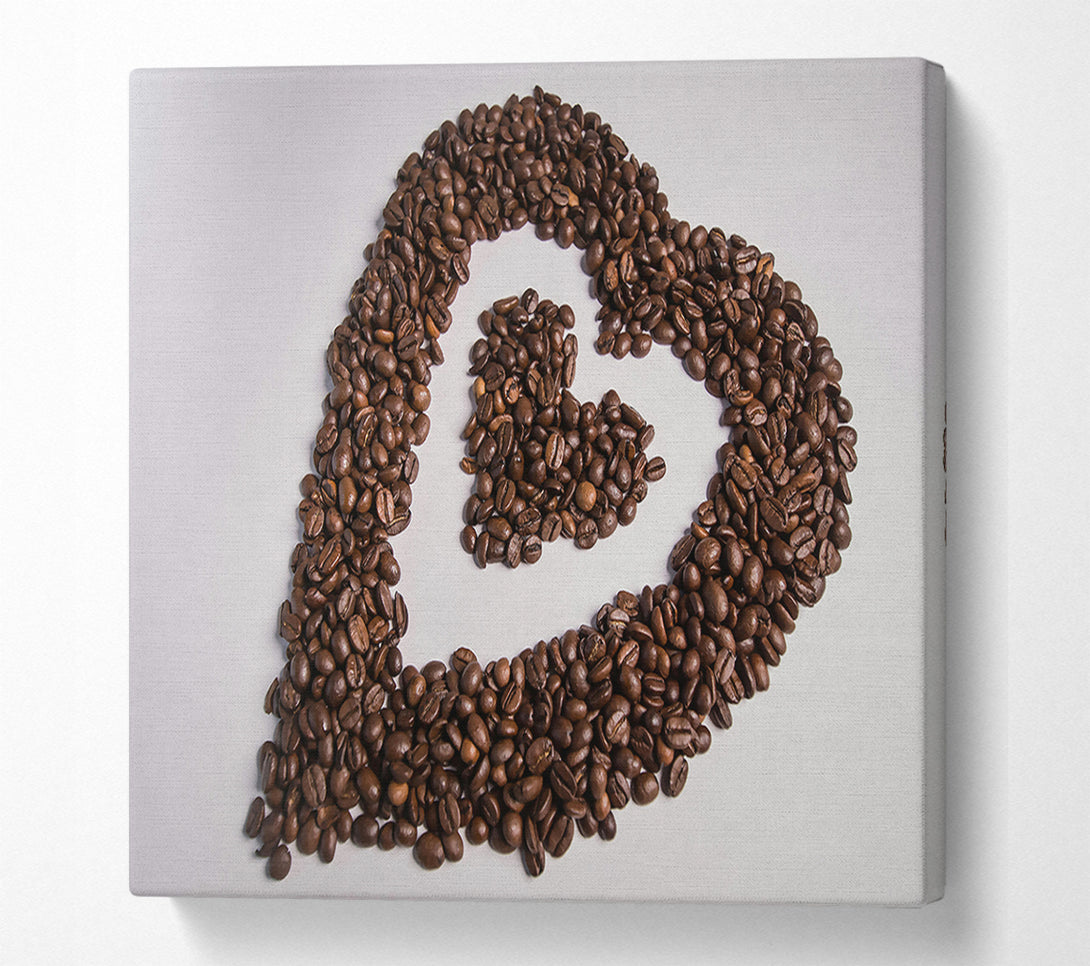  A Canvas Print of Brown Coffee Hearts Canvas Print