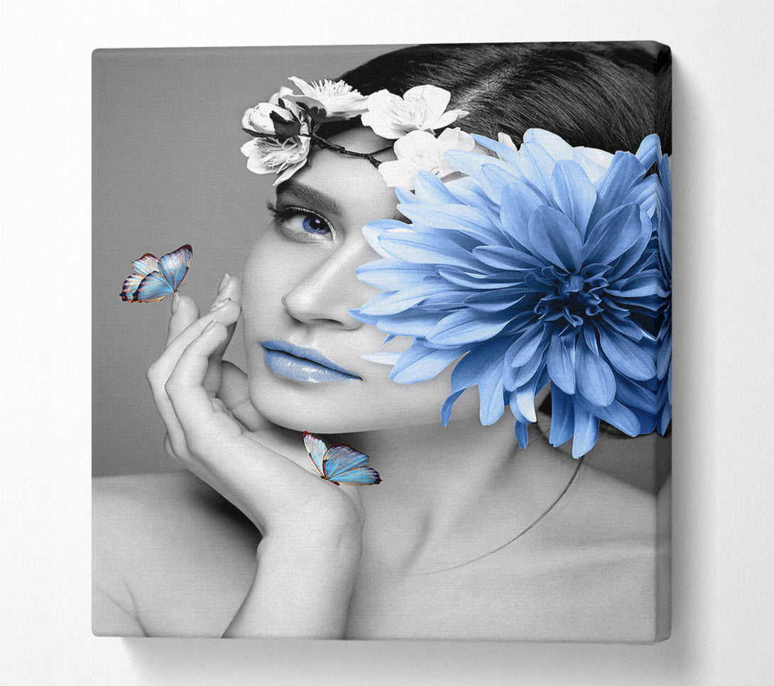  A Canvas Print of Blue Flower Woman Canvas Wall Art