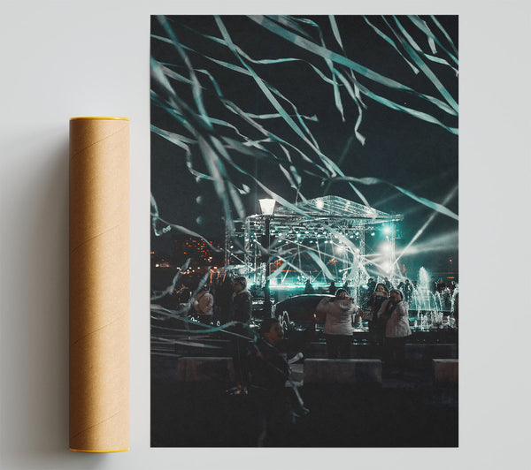 Teal Night Celebration Poster