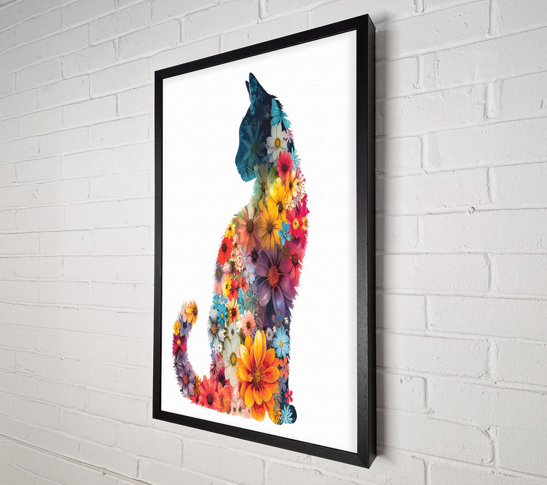  A Canvas Print of Orange Floral Feline Canvas Art
