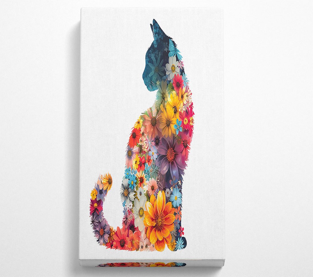  A Canvas Print of Orange Floral Feline Canvas Art