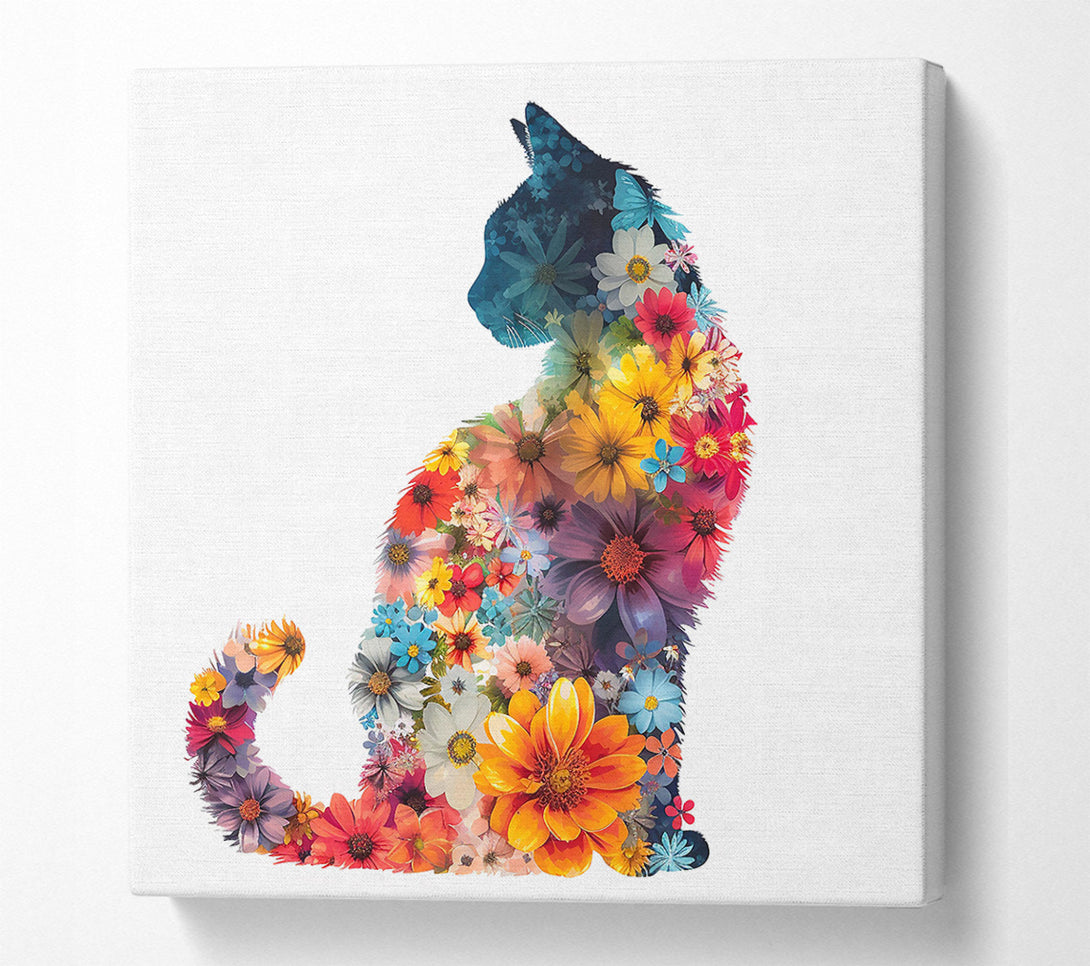  A Canvas Print of Orange Floral Feline Canvas Art