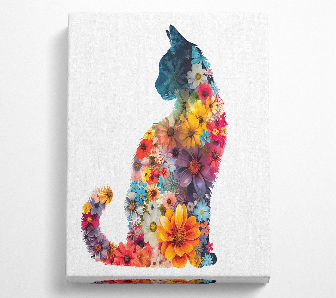  A Canvas Print of Orange Floral Feline Canvas Art