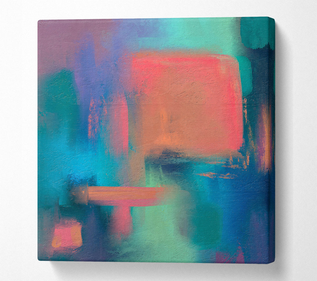  A Canvas Print of Coral Abstract Strokes Canvas Wall Art