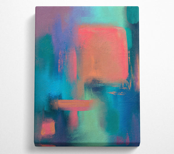  A Canvas Print of Coral Abstract Strokes Canvas Wall Art