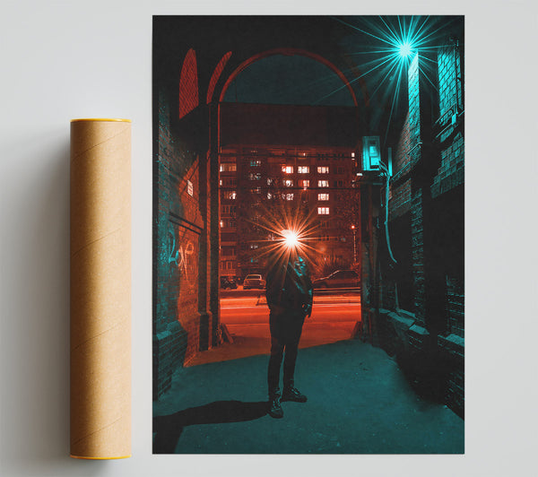 Red Light Silhouette Poster