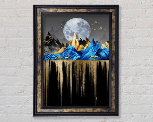Blue Liquid Moonlight Framed Print