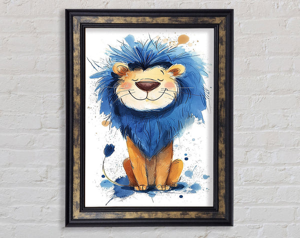 Blue Main Lion Framed Print