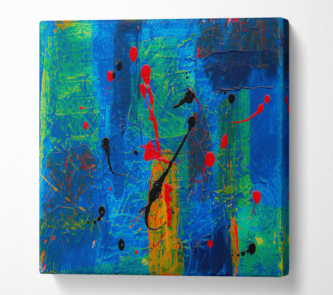  A Canvas Print of Blue Abstract Splattering Canvas Print