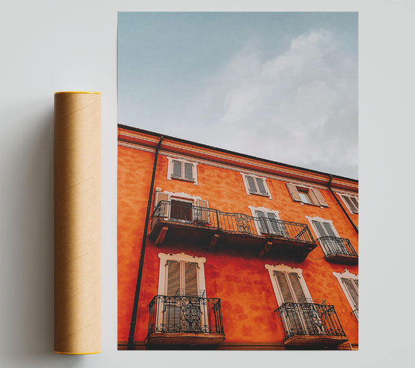 Orange Building Balconies Giclee Print