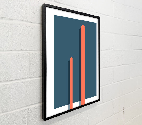 Blue Rectangle With Orange Lines