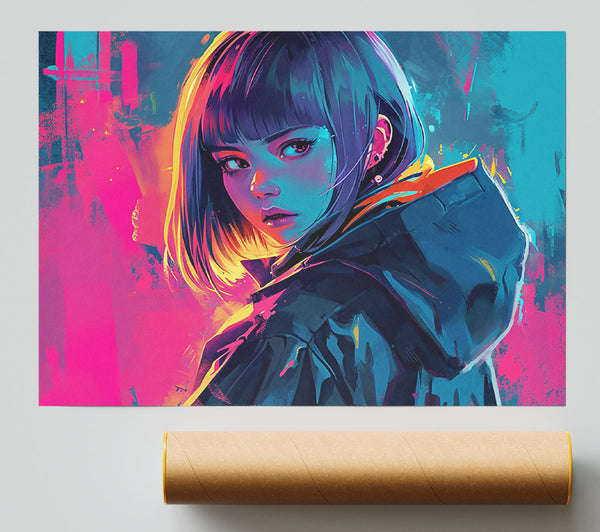 Blue Neon Gaze Giclee Print