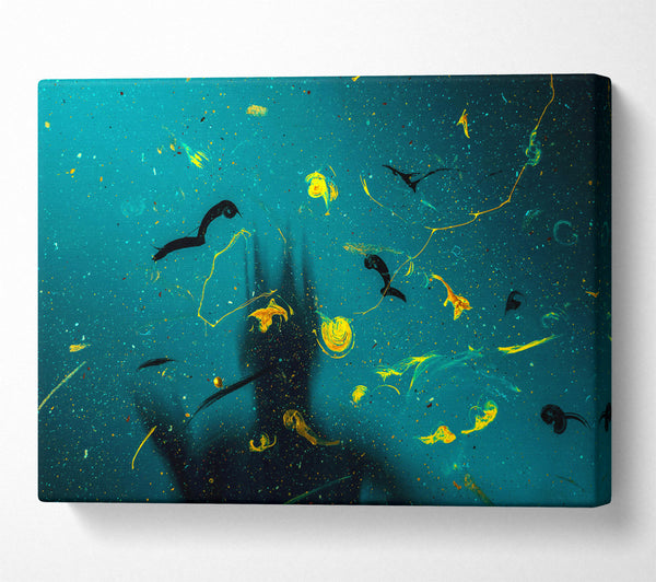  A Canvas Print of Teal And Golden Swirls Canvas Art