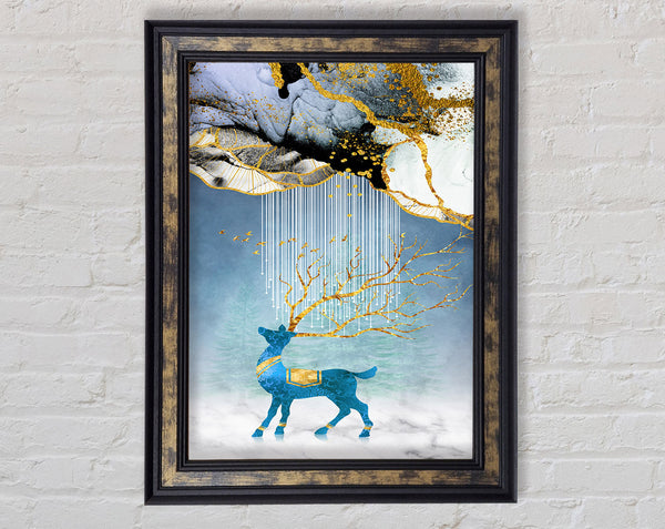 Blue Reindeer Framed Print