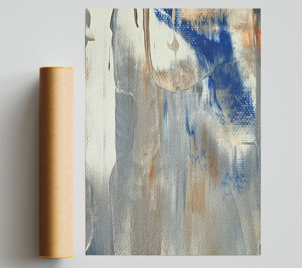 Blue And Tan Abstract Print