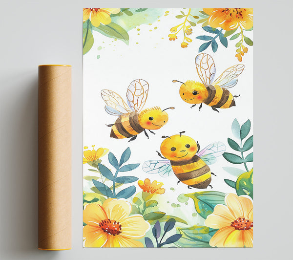 Yellow Buzzing Blooms Giclee Print