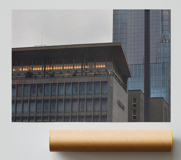 Golden Cityscape Glow Poster