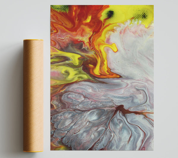 Silver Flame Abstract Poster