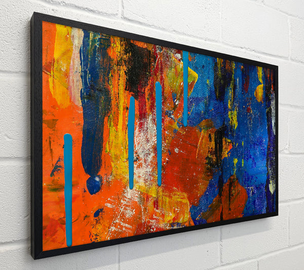 Blue Drips On Orange