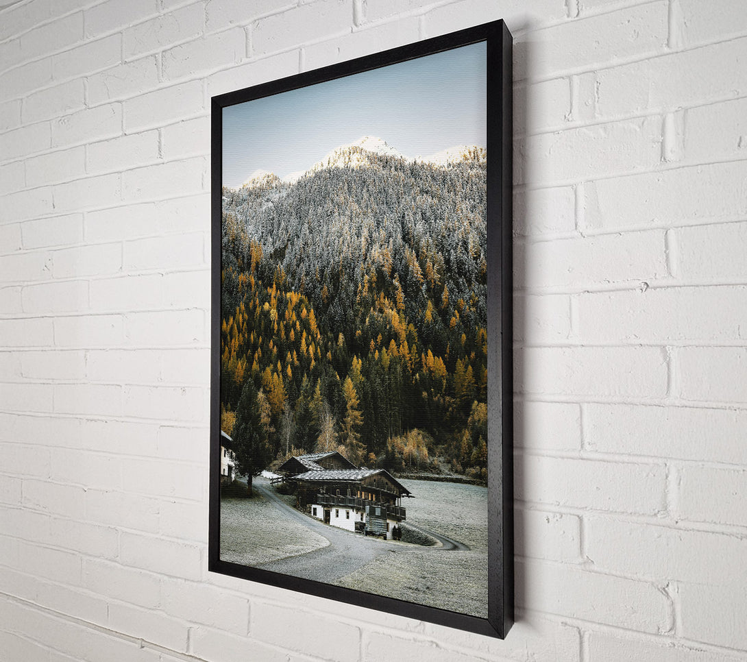  A Canvas Print of Golden Cabin In The Snow Canvas Art