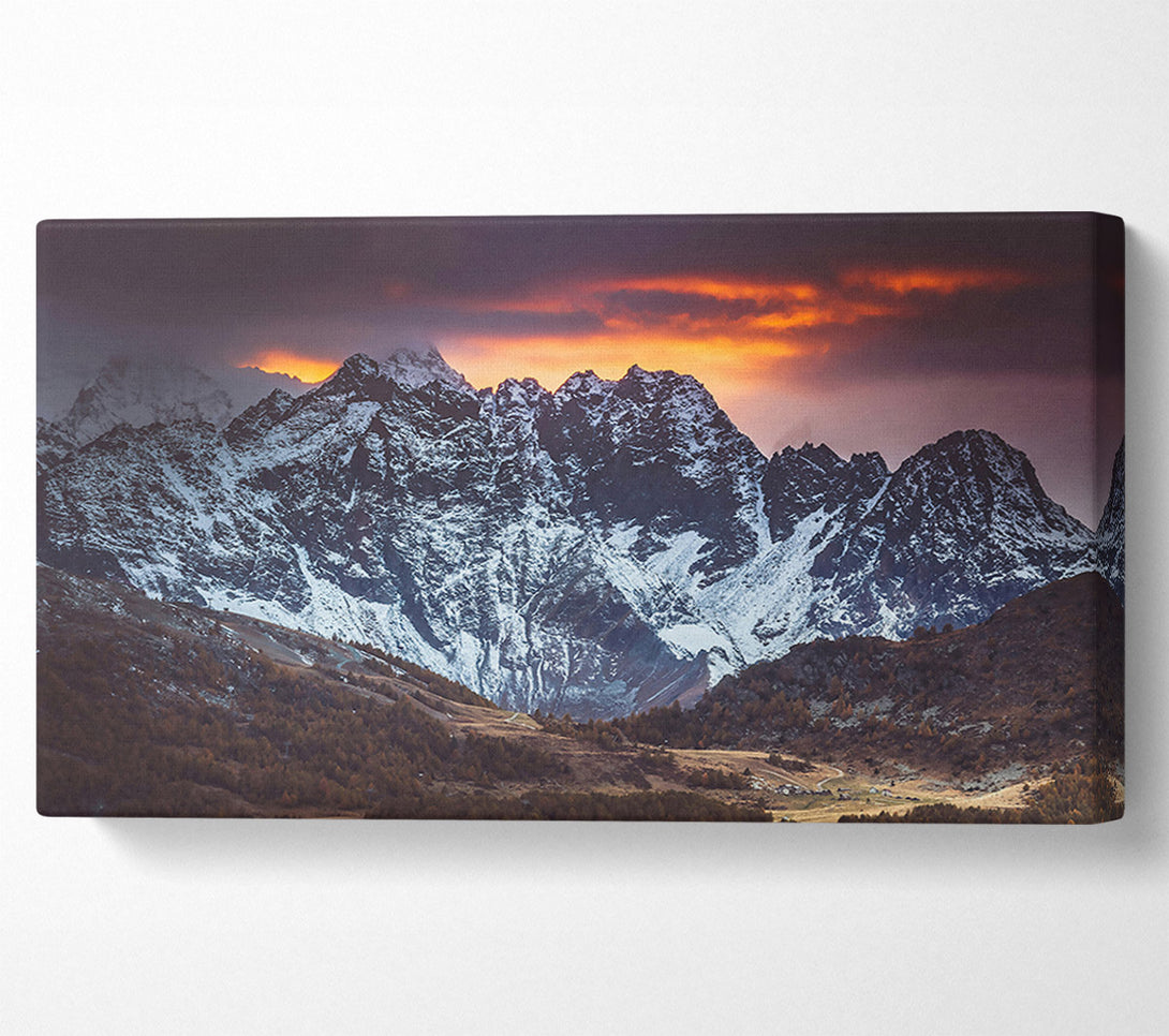  A Canvas Print of Orange Sky Mountains Canvas Wall Art
