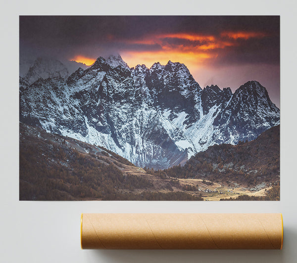 Orange Sky Mountains Print