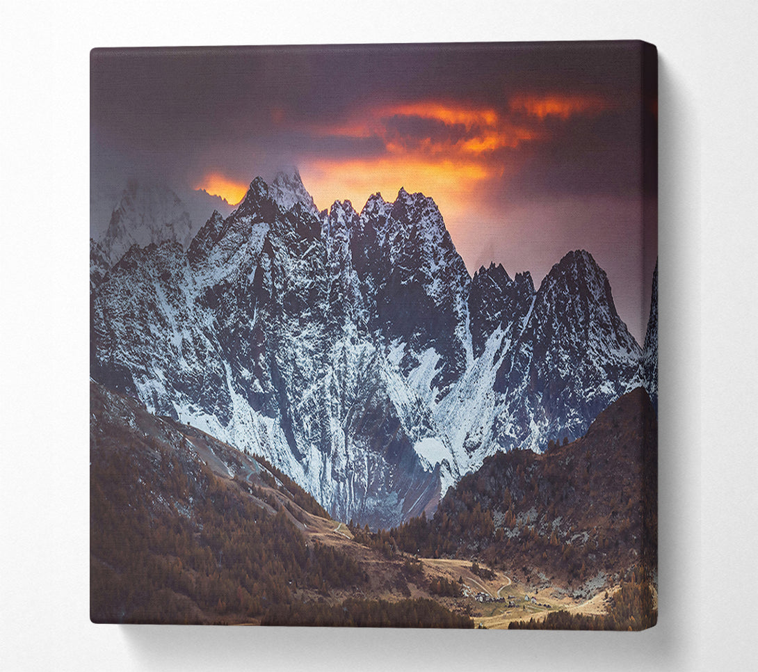  A Canvas Print of Orange Sky Mountains Canvas Wall Art
