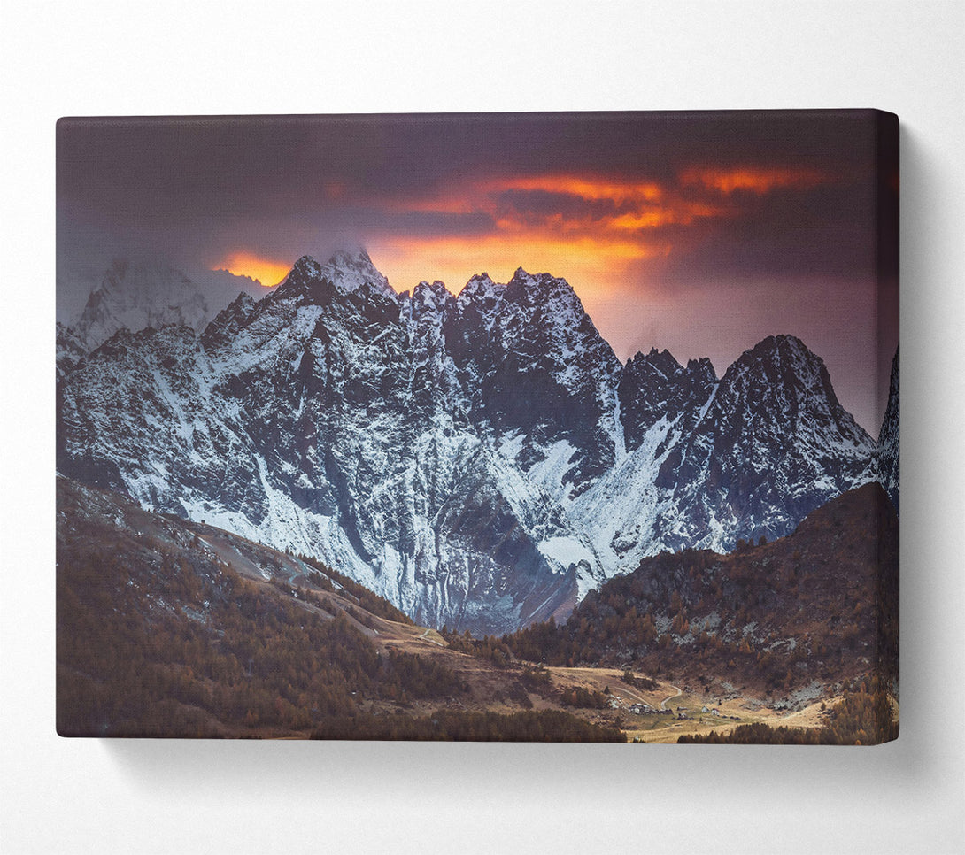  A Canvas Print of Orange Sky Mountains Canvas Wall Art