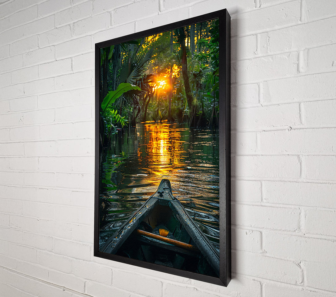  A Canvas Print of Golden Jungle River Canvas Wall Art