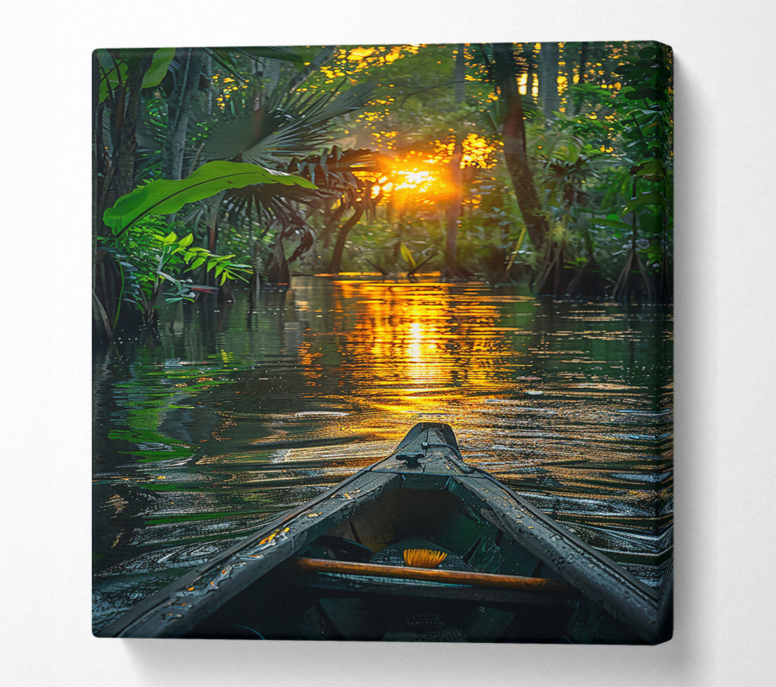  A Canvas Print of Golden Jungle River Canvas Wall Art