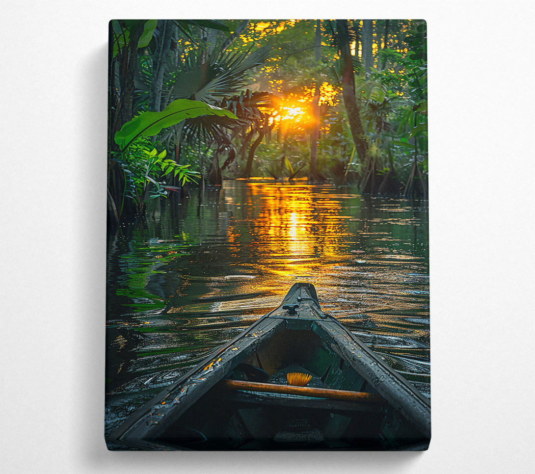  A Canvas Print of Golden Jungle River Canvas Wall Art