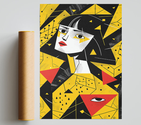 Yellow Geometric Portrait Giclee Print