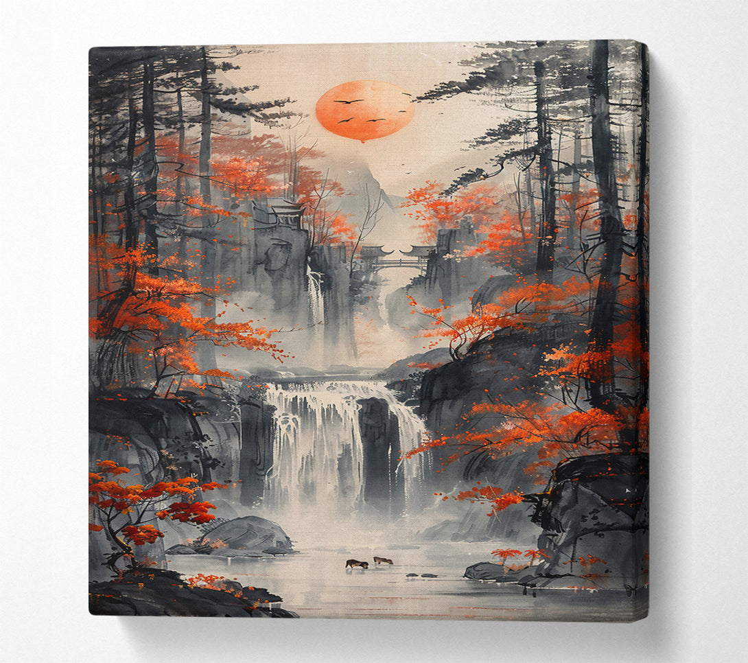  A Canvas Print of Crimson Falls Cascade Canvas Wall Art