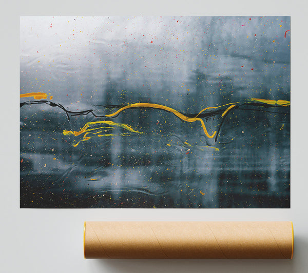 Yellow Streak Through Blue Poster