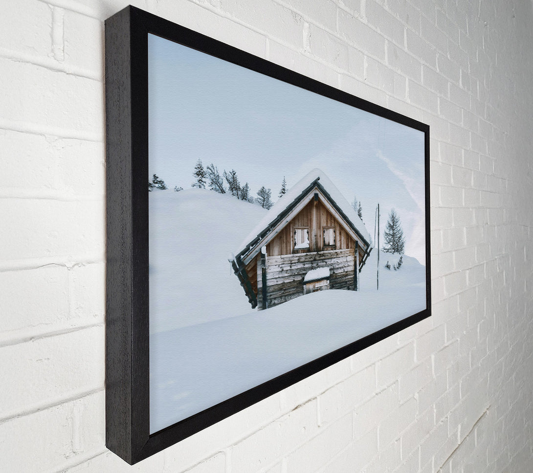  A Canvas Print of White Cabin Snow Canvas Wall Art