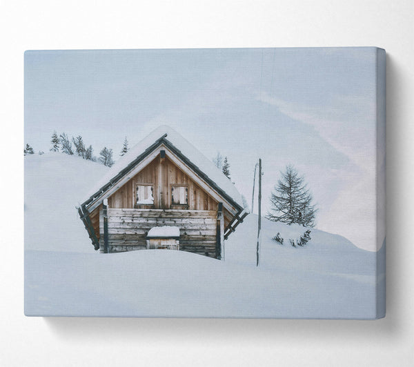  A Canvas Print of White Cabin Snow Canvas Wall Art