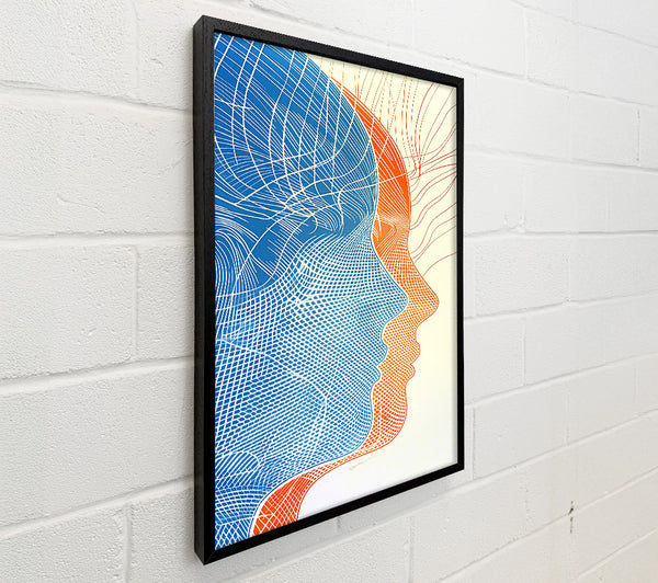 Blue Intertwined Faces