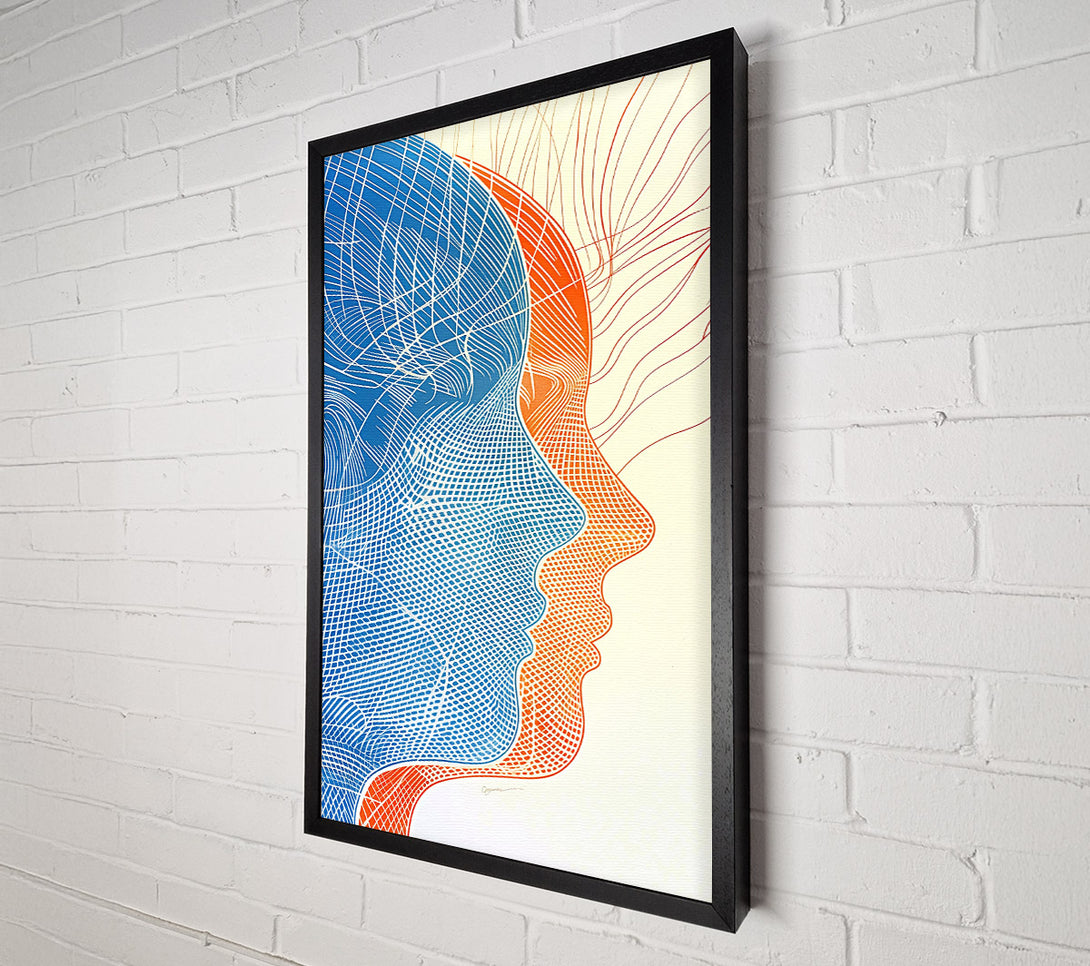 A Canvas Print of Blue Intertwined Faces Canvas Art