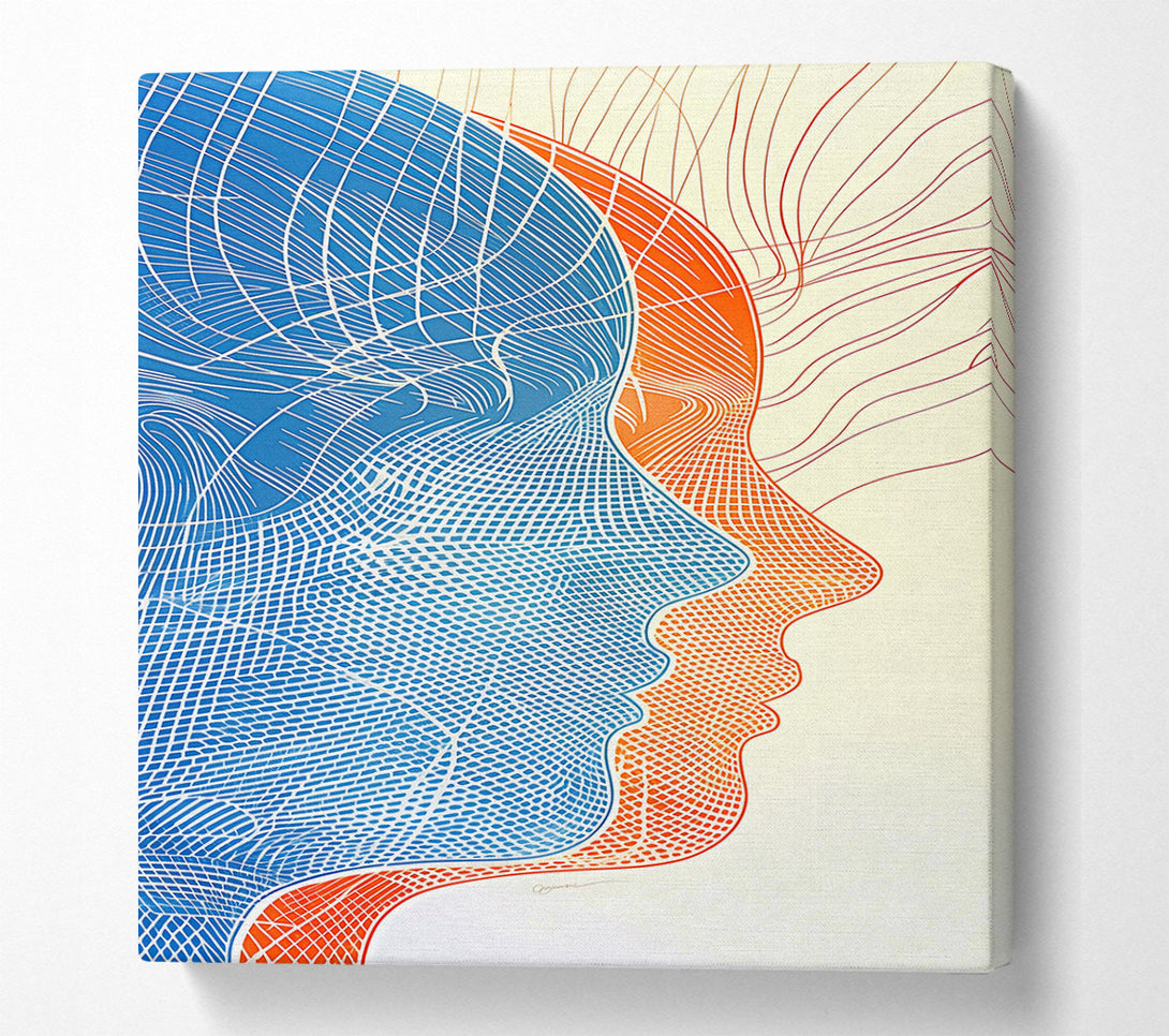  A Canvas Print of Blue Intertwined Faces Canvas Art