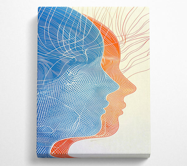  A Canvas Print of Blue Intertwined Faces Canvas Art