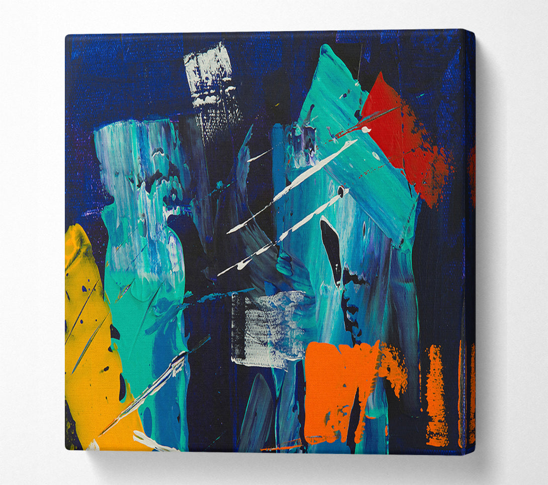  A Canvas Print of Azure And Orange Strokes Canvas Art