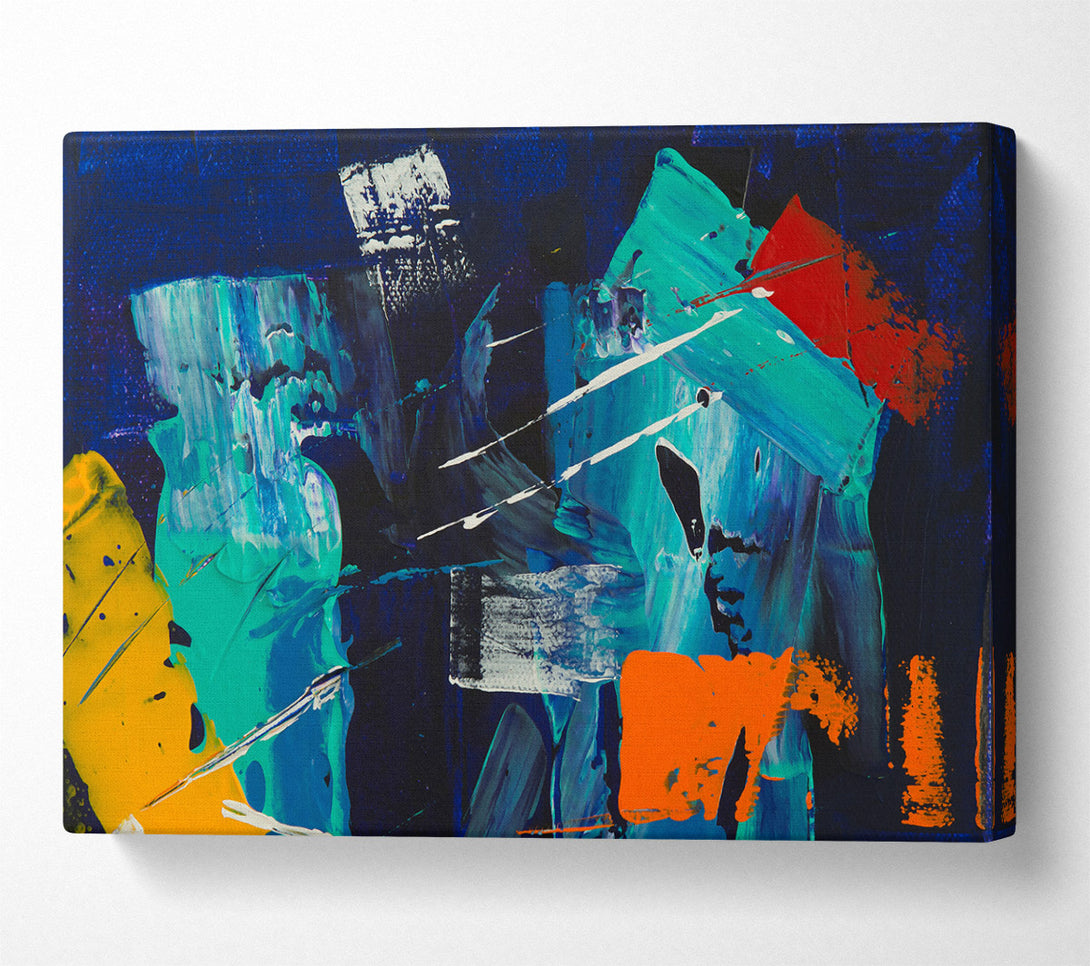 A Canvas Print of Azure And Orange Strokes Canvas Art