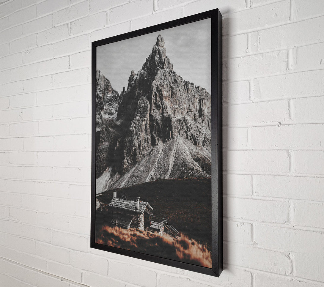  A Canvas Print of Rustic Brown Mountainside Cabin Canvas Wall Art