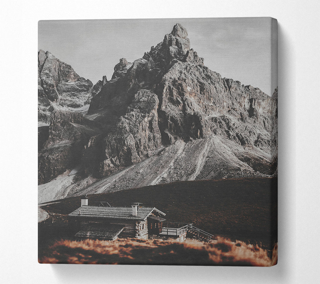  A Canvas Print of Rustic Brown Mountainside Cabin Canvas Wall Art