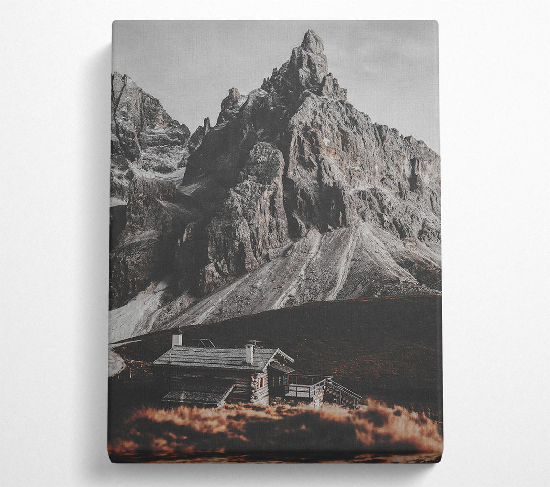  A Canvas Print of Rustic Brown Mountainside Cabin Canvas Wall Art