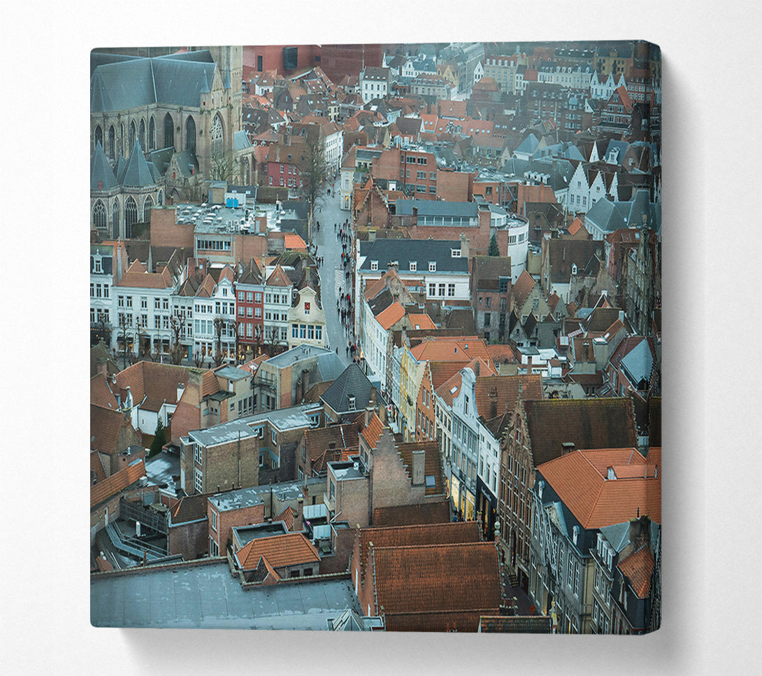  A Canvas Print of Red Roofed Cityscape Canvas Art