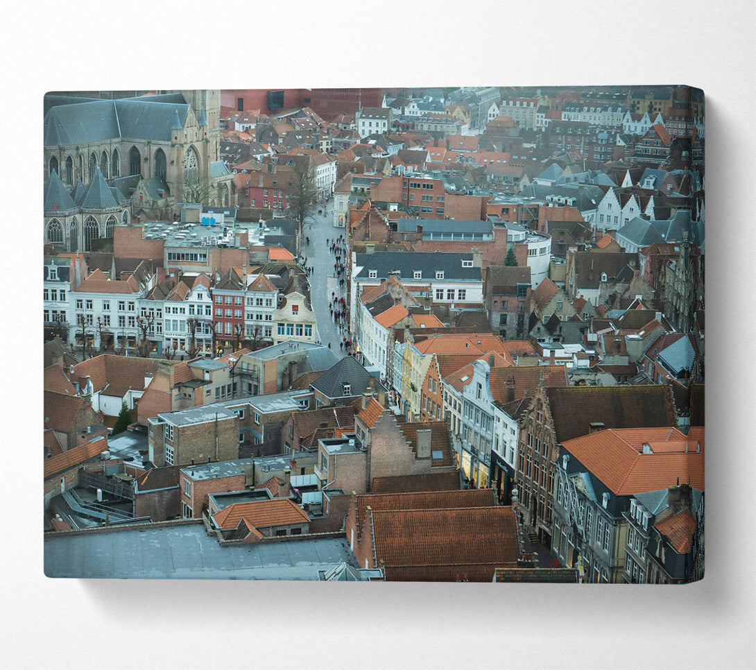  A Canvas Print of Red Roofed Cityscape Canvas Art