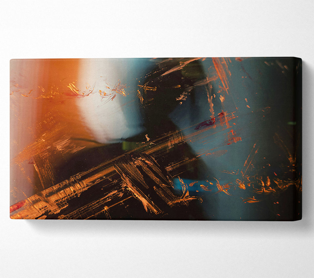  A Canvas Print of Golden Brushstrokes On Black Canvas Art